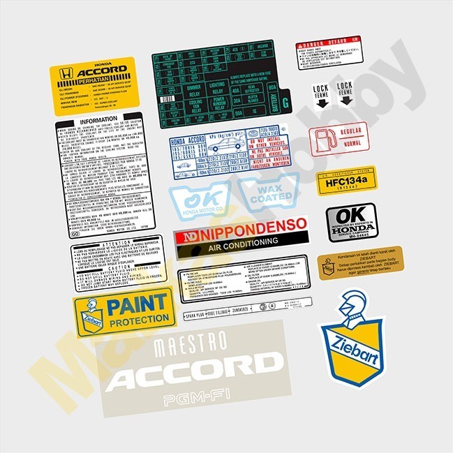Sticker Honda Accord Maestro Warning Set