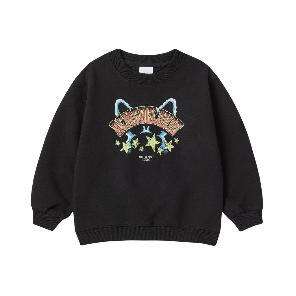 ADLV Kids Star Rabbit Sweatshirt Black - Sweater Oversized Fit Unisex Acme De La Vie