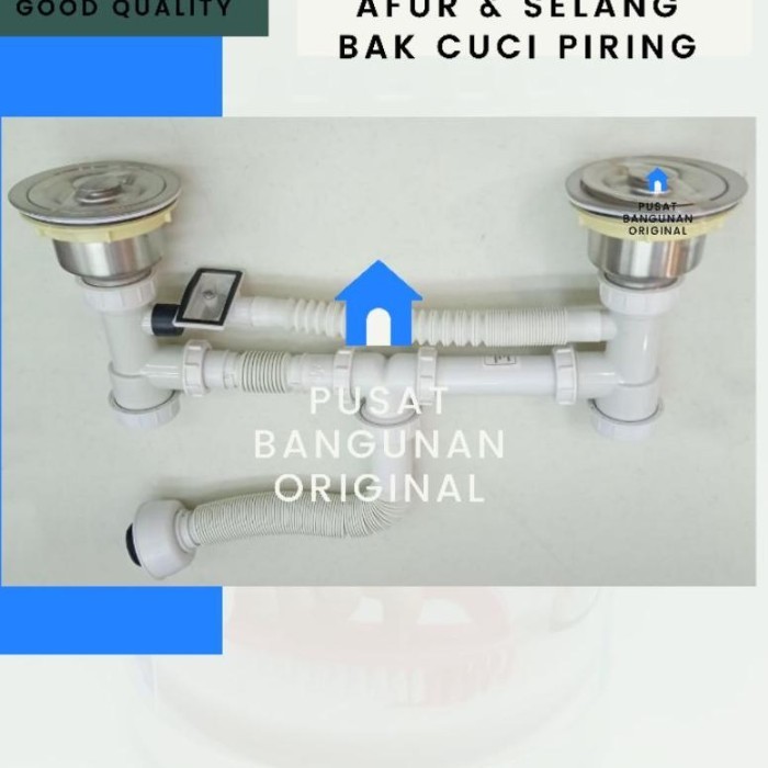 Afur Selang Pembuangan Bak Cuci Piring Kitchen Sink Wastafel 2 Lubang