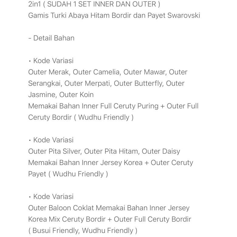 MUSLIM - GAMIS ABAYA TURKEY SET OUTER ROMPI MERAK TERBARU MEWAH DIVVSAA COLLECTION TERLARIS