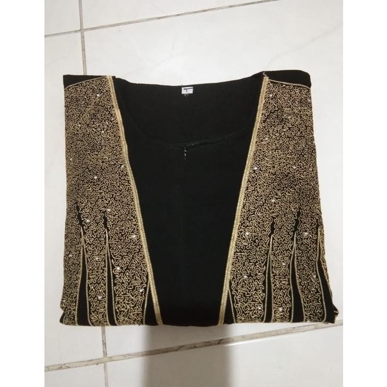 MUSLIM - Gamis Terbaru Abaya Hitam Jetblack Dubai 445 BUSUI Abaya Turkey Dress Muslim Baju Wanita Ga