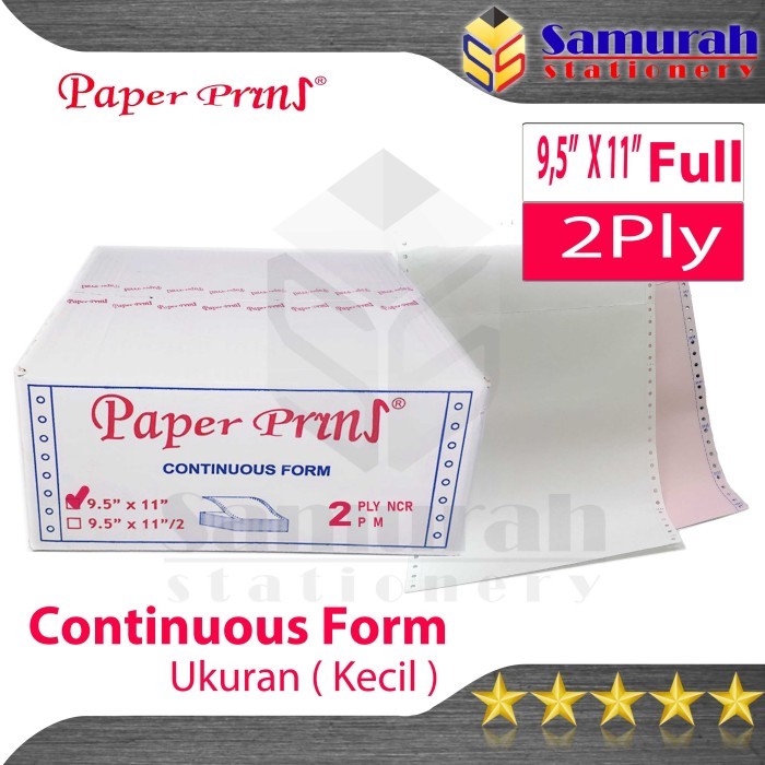 

Kertas Continuous Form Paper Prins 9,5 x 11 full Atau Bagi 2 / K 2 Ply