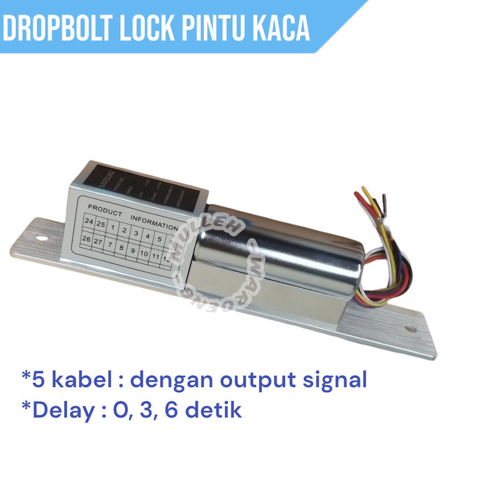 TERBARU ELECTRIC DROPBOLT / LOCK PINTU KACA 5 KABEL DROP BOLT 5 WIRES LOCK 12V