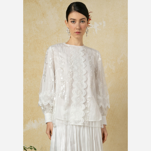 Zalia Batari Lace Sequin Top Wanita