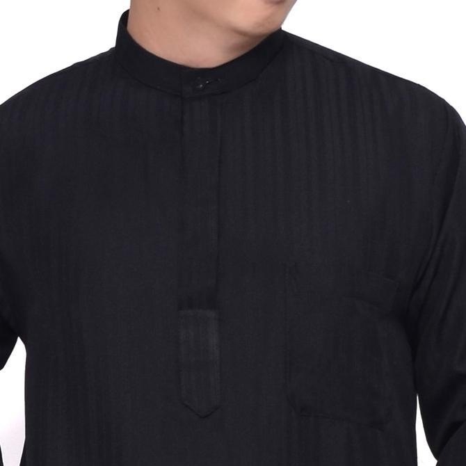JUBAH GAMIS PRIA SAUDI HITAM POLOS LENGAN PANJANG PREMIUM