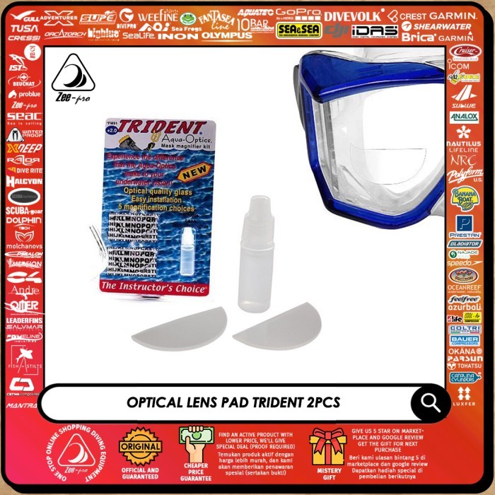 BEBAS ONGKIR - Universal Lens Optical Lensa Plus Scuba Diving Mask Trident Aqua Optic