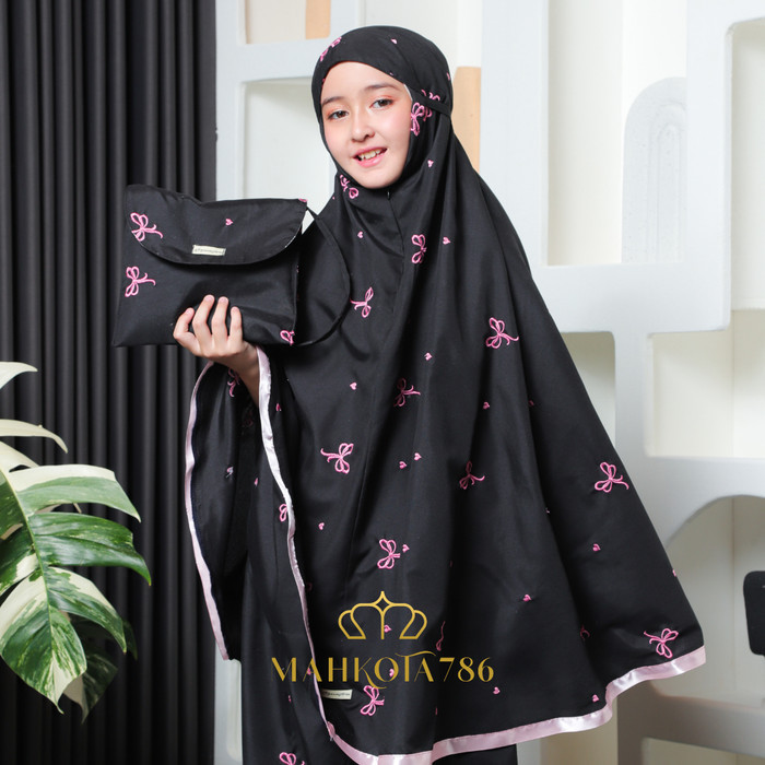 MAHKOTA786 - MUKENA COQUETTE ANAK MUKENAH ANAK PEREMPUAN REMAJA TRAVEL PITA PINK 2IN1 RESLETING ADEM
