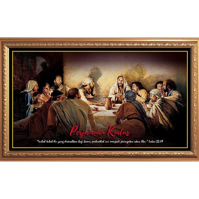 Lukisan Perjamuan Kudus Kanvas GRS 100 x 50cm - Hiasan Perjamuan Kudus