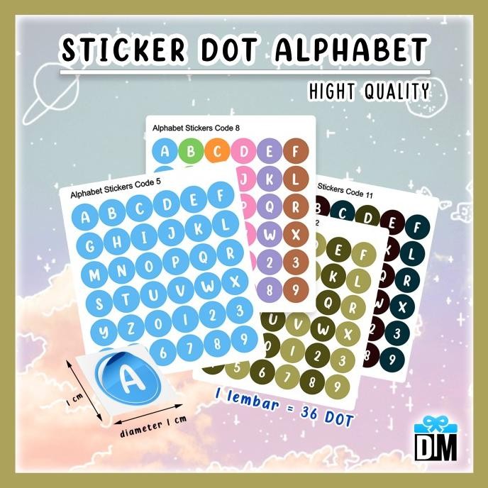 

:<:<:<:<] Sticker Alphabet Angka Huruf Bulat Warna Pastel Color Dot Mainan Eduka