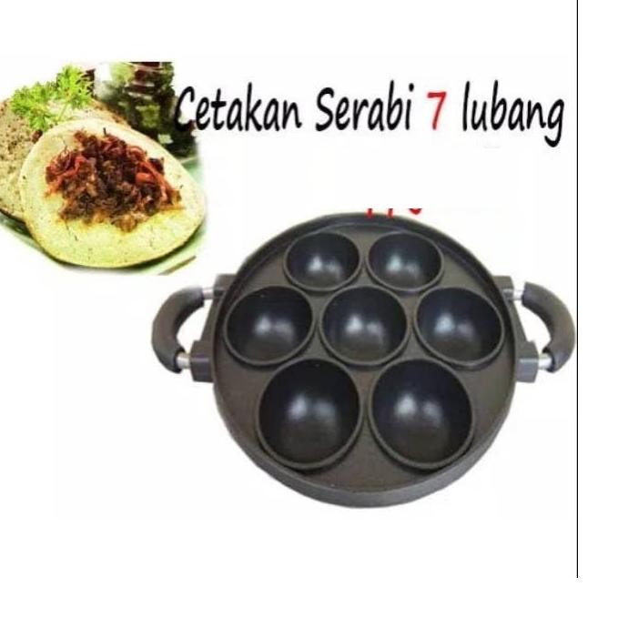 Promo Cetakan 7 Lubang Cekung Serabi / Cara Bikang Anti Lengket + Tutup Kaca