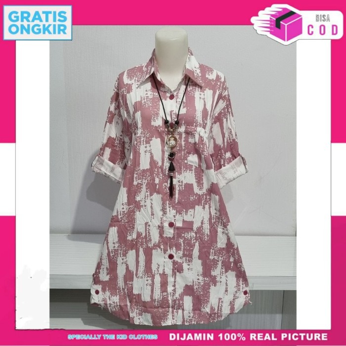 TUNIK KATUN WANITA / TUNIK ABSTRAK LENGAN PANJANG T.211