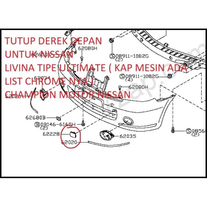 Grand Livina Ultimate Model Tutup Derek Bumper Depan Cover Towing Ori