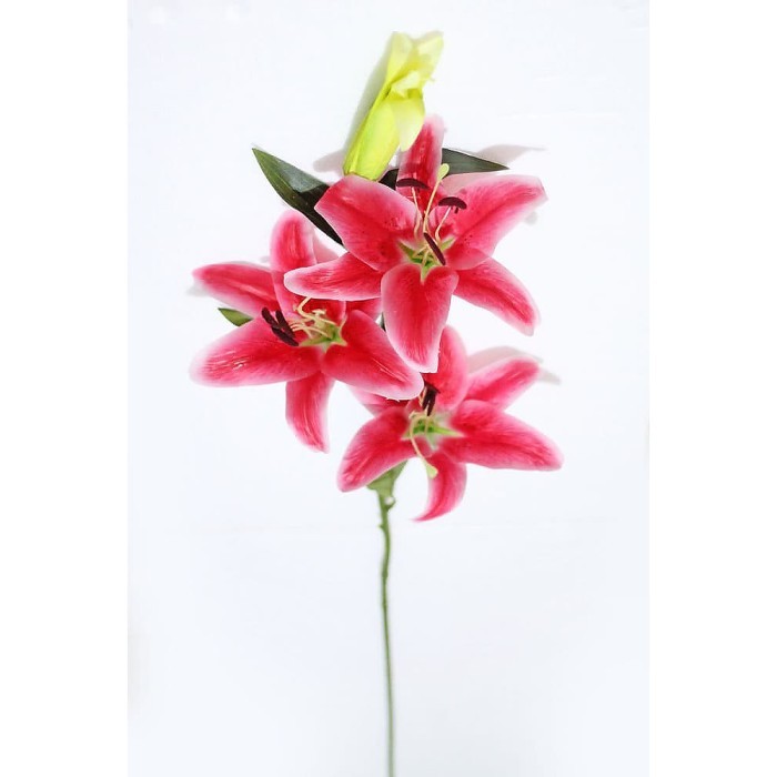 bunga plastik hias artificial LILY CASABLANCA KARET PANJANG PREMIUM A1