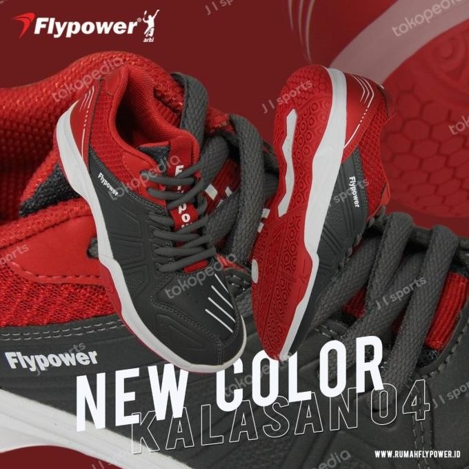 Sale Original Sepatu Badminton Bulutangkis Flypower Kalasan 04 4 Abu Ori