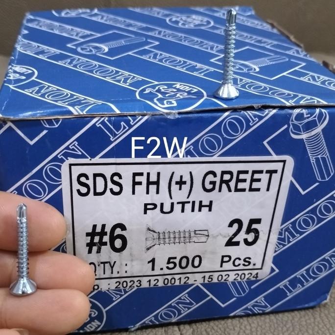SEKRUP SDS FH (+) GREET 6X25 MOON LION SKRUP ROOFING GRC PUTIH SKRUP KALSI GRC SDS #6X25 CARLSIBOARD