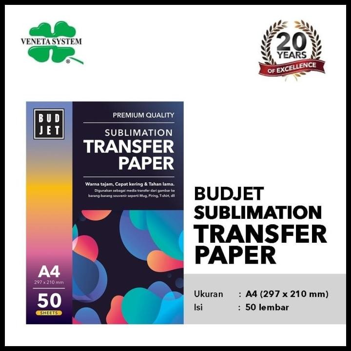 

Terlaris Kertas Sublim Sublime - Budjet Sublimation Transfer Paper A4 Isi 50 Good Quality