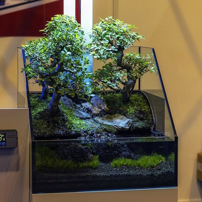 CUCI GUDANG Paludarium Waterfall Mist Terrarium Tank Aquarium Kaca