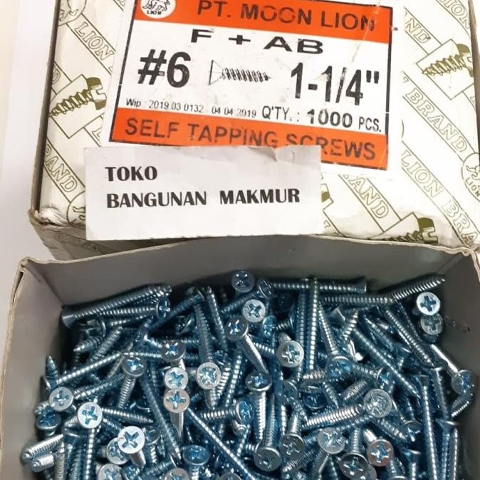 SEKRUP 3CM FH 6X1.1/4 SEKRUP KEPALA RATA TAPING PER KOTAK