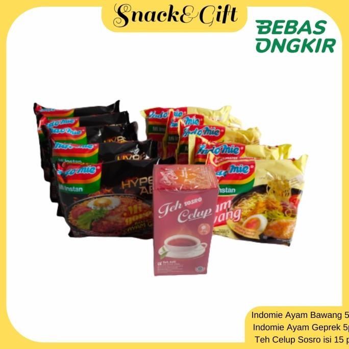 

PAKET INDOMIE AYAM GEPREK+INDOMIE AYAM BAWANG+TEH CELUP SOSRO ORIGINAL
