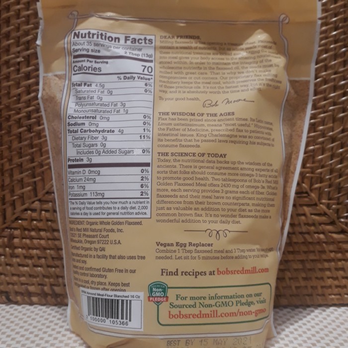 

BOB'S BOBS RED MILL ORGANIC GOLDEN FLAXSEED MEALTEPUNG FLAXSEED 453GR
