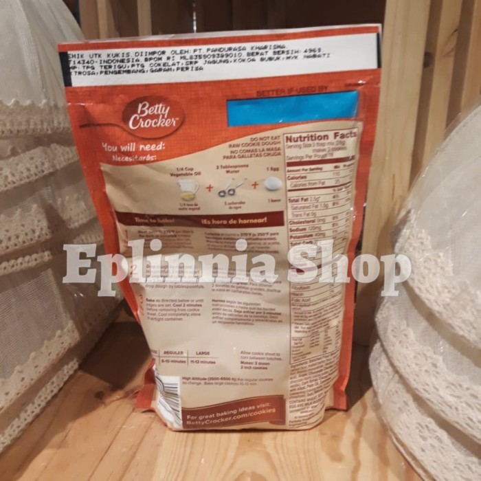 

BETTY CROCKER DOUBLE CHOCOLATE CHUNK COOKIE MIX 496GR