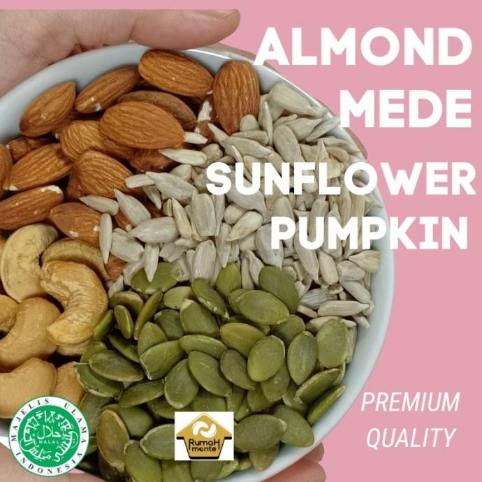 

TRAIL MIX KACANG MEDE KACANG ALMOND SUNFLOWER SEED PUMPKIN SEED 500GR Berkualitas
