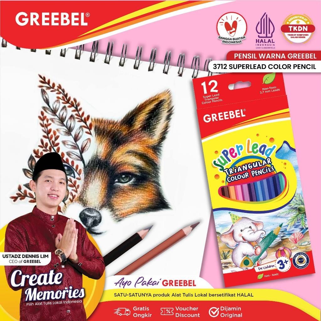 

Greebel Pensil Warna Pensil Warna 12 Warna Panjang / Greebel 3712 Triangluar