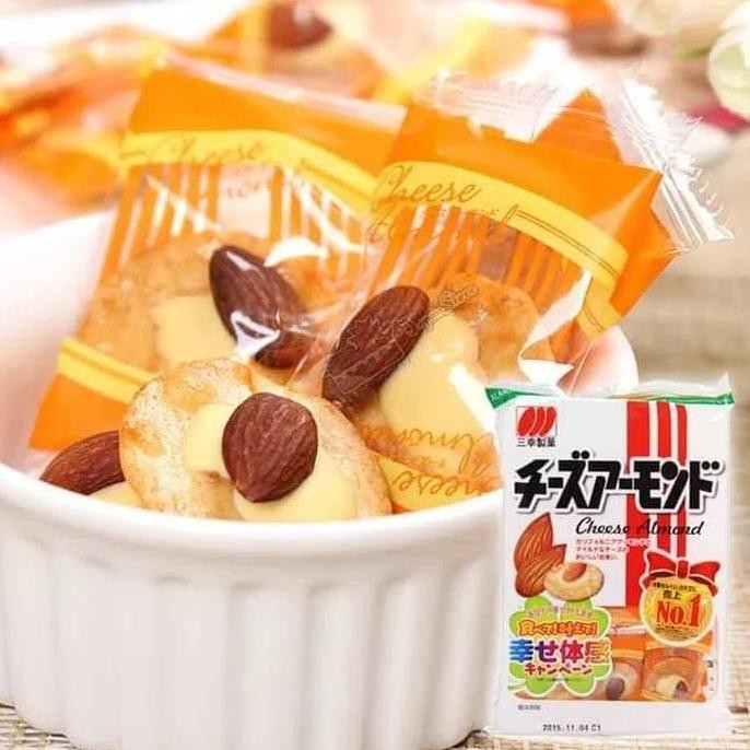 

Sanko Cheese Almond Senbei Kraker Beras Jepang Rasa Shoyu Keju Almond Berkualitas
