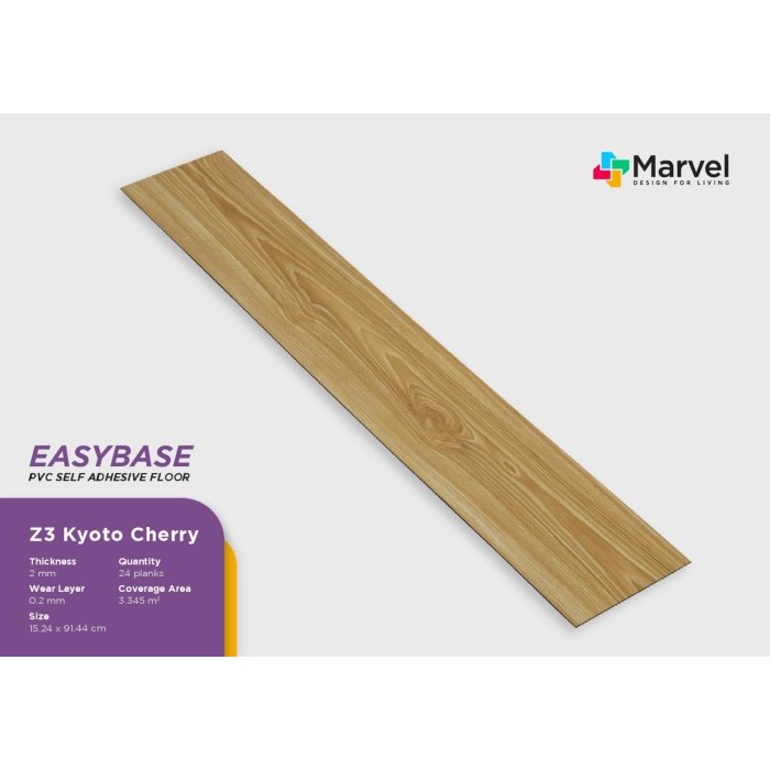 Vinyl Lantai Plank Marvel Easy Motif Kayu Murah/Tebal 2Mm/Uk. 3.35M2