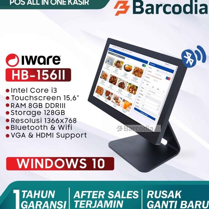 Mesin kasir PC POS All in One Core i3 Touchscreen Iware HB-156II 8/128