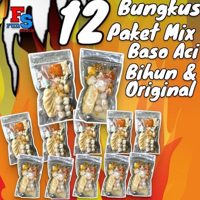 

12 BUNGKUS MIX BASO ACI BIHUN & ORIGINAL || FUNSNACK FOOD MAKANAN KUAH KALDU PEDAS BAWANG INSTAN CHILI AYAM SEBLAK ORIGINAL