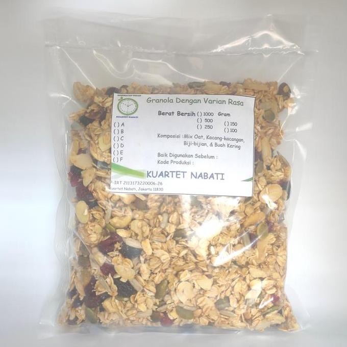 

1000gr Granola Crispy LESS SUGAR - Crunchy Mix Roasted Oat, Slice Almond, Mede, Sunflower Seeds, Pumpkin Seeds Berkualitas
