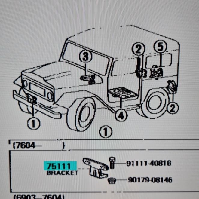 Dudukan Plat Nomor Hardtop Fj40 Bj40 Orisinil 75101-60011