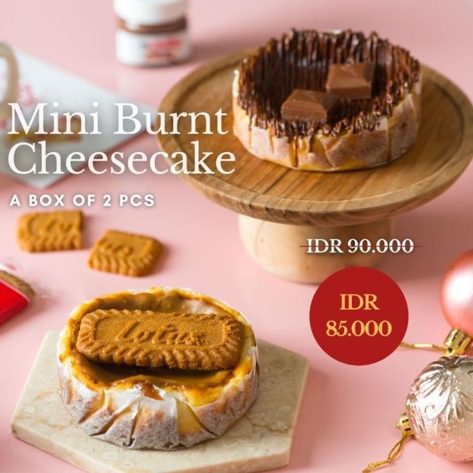 

CHRISTMAS HAMPERS NATAL - Mini Burnt Cheesecake Lotus Nutella Topping