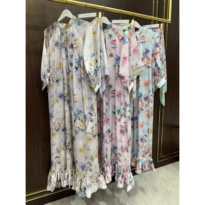 Shella saukia DRESS PRINTING FLOWER RAMPEL BAWAH JUMBO SET HIJAB