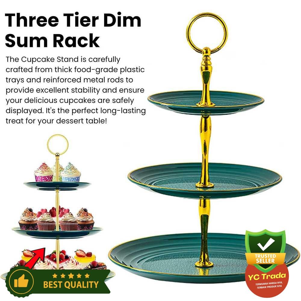 Rak Tatakan Kue Susun 3 Tingkat Detachable Plate Cake Stand Display - Rak Tingkat 3 Susun Tempat Mak