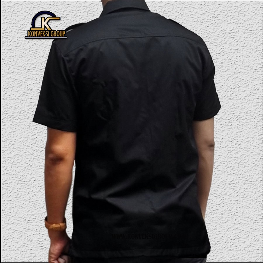 Kemeja Pria Wanita Lengan Pendek Baju PDL PDH Polos Seragam Lapangan Kemeja Polos Pria Warna Hitam
