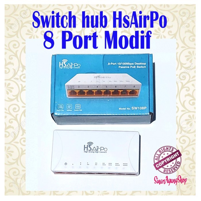 BEBAS ONGKIR - Switch hub Hsairpo 8 Port Modif PoE in-out