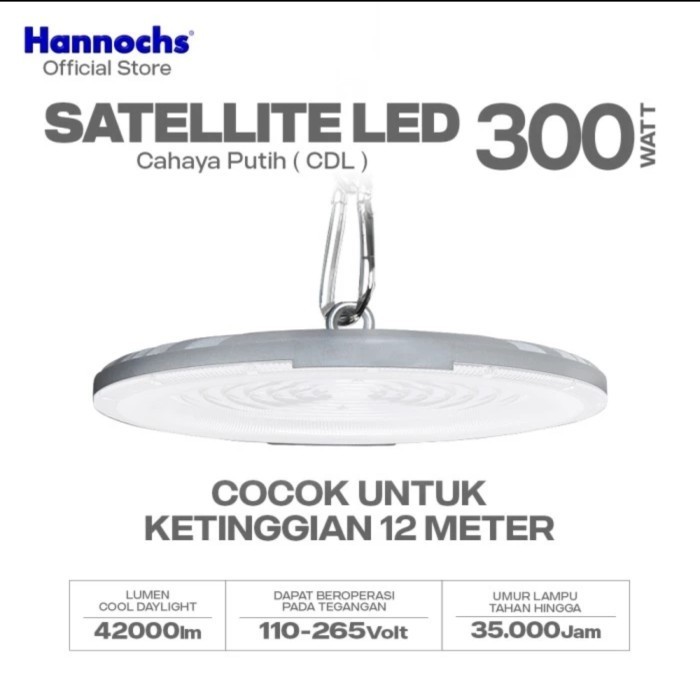 Hannochs Led Highbay Satellite Led 300w / Lampu Ufo Cahaya Putih