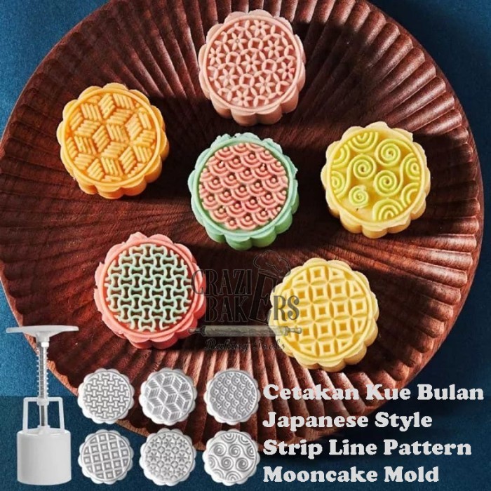 

BEST SELLER CETAKAN KUE BULAN JAPANESE STYLE STRIP LINE PATTERN MOONCAKE MOLD