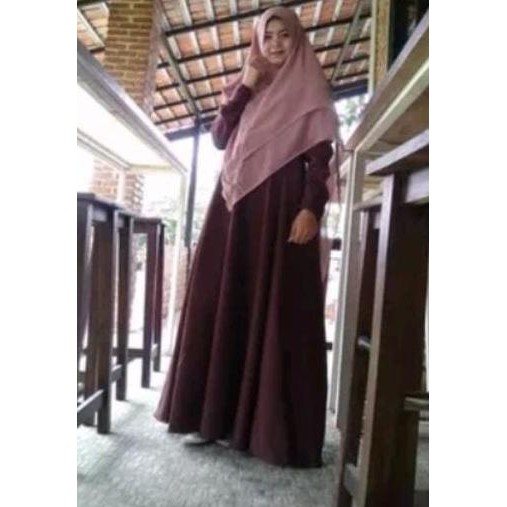 Gamis Polos Coklat Tua-Gamis Syari Polos Coklat Tua Premium-Gamis Herm Best Seller