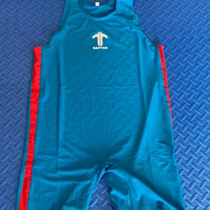 KOSTUM PRIA BAJU GULAT "RAPTOR WRESTLING SUIT" BIRU