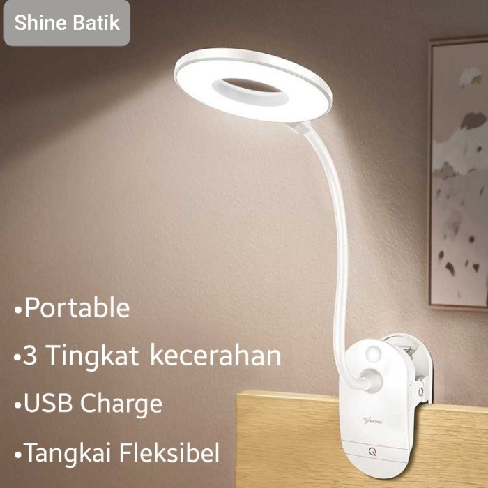 LAMPU LED BACA MEJA BELAJAR KAMAR TIDUR CLIP JEPIT PORTABLE USB CHARGE
