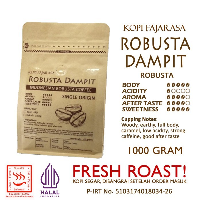 

Kopi Fajarasa Robusta Dampit Biji Kopi Robusta 1 Kg