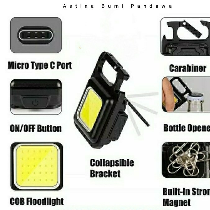 LAMPU LED EMERGENCY KEYCHAIN MULTIFUNGSI / LAMPU CAMPING CAS USB