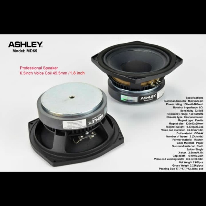 Speaker Component Ashley Md 65 Original 6.5 Inch Komponen Md65
