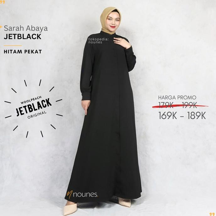 JETBLACK Nounes Sarah Abaya dress Gamis hitam pekat Polos Promo
