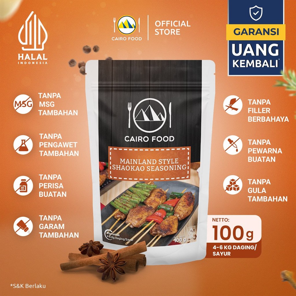 

Bumbu Shaokao Mainland Sehat – Tanpa MSG, 100% Rempah Murni | Cairo Food - 100 gram