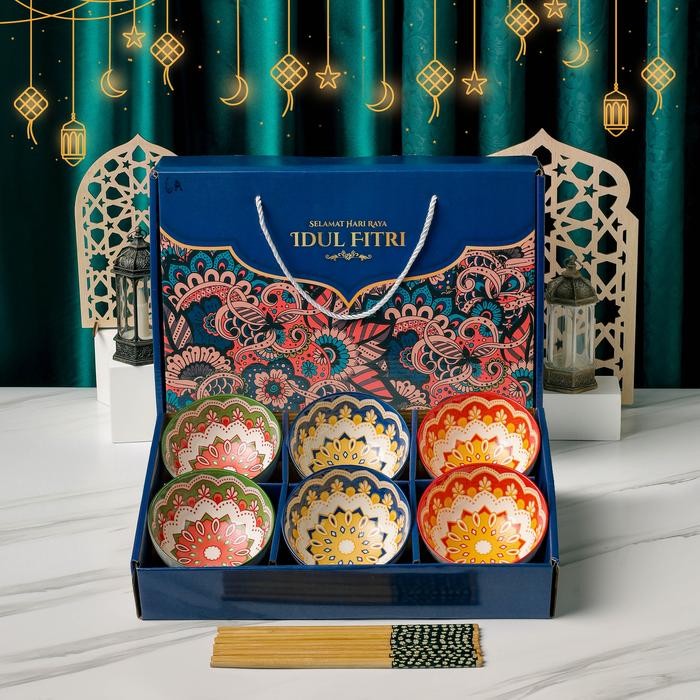 

Ideame [MANGKOK LEBARAN] Set Hampers Mangkuk Keramik Lebaran / Gift Parcel EID Mangkok Piring / Kado Souvenir Lebaran Hari Raya / Mangkok Piring Keramik Idul Fitri / Mangkuk Set Idul Adha Hampers Gift / Peralatan Makan Dan Dapur Kitchenware - 6PC EID
