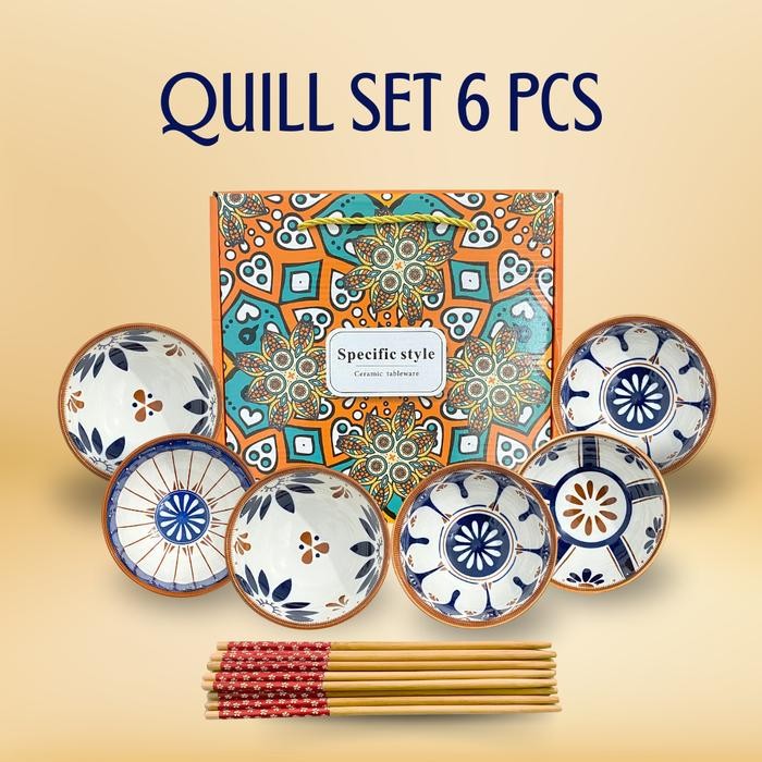 

New! [ COD ] PRO Hampers Mangkok Set 6 Pcs Japanese Gift Mangkuk Set Souvenir Dining Set Keramik Parsel Lebaran Kado Pernikahan Hadiah Imlek Hampers Ulang Tahun Murah Parsel Ramadan Set Mangkuk Bowl Peralatan - Motif Quills Idul Fitri